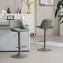 Bar Stool Set of 2 Modern Swivel, Adjustable Counter Height with Faux Leather Upholstered Hollow Back for Kitchen Island, Olive Green Image 5