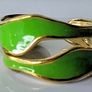 Double Layer Geometric Lime Green & Gold Open Ring Image 3