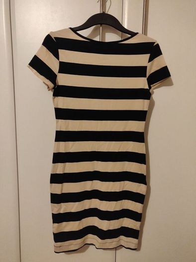 H&M Beige and Black Striped Dress