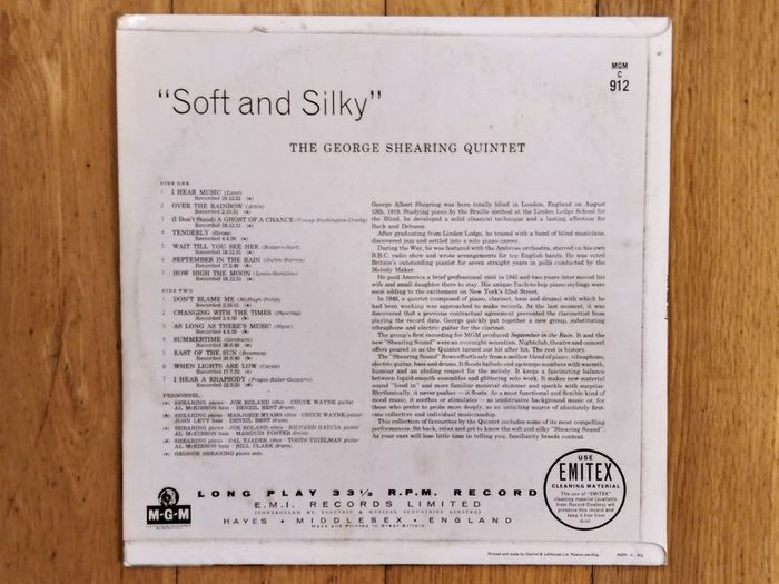 The George Shearing Quintet''Soft and Silky''Lp.Original MGM Rec.first press