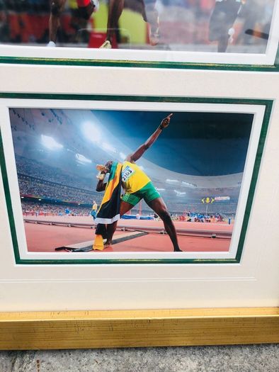 Usain Bolt Signed Puma Running Spike Shoe In 3D Frame