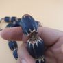 Antique Venetian Style Chevron Big Blue Glass Beads Strand Image 8