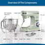 Stand Mixer,5 Quarts 8-Speed 1000W Tilt-Head Food Mixer, Kitchen Electric Standing Mixer With Dough Hook, Whisk, Beater, Splash Guard & Mixing Bowl For (Green) Image 5