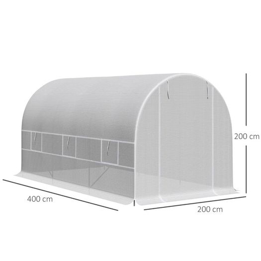 4 x 2 x 2m Walk-in Greenhouse Plant Growth Tent Warm House Gardening Tunnel Outdoor PE cloth Metal Frame