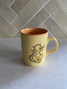 Vintage Staffordshire Tableware Yellow Cat Mug Made in England