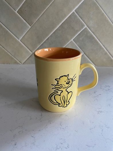 Vintage Staffordshire Tableware Yellow Cat Mug Made in England