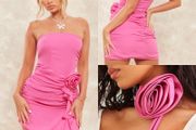 Prettylittlething pink dress rose