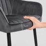 Set of 2 Velvet Dining Chairs with Armrests Green or Grey Image 3