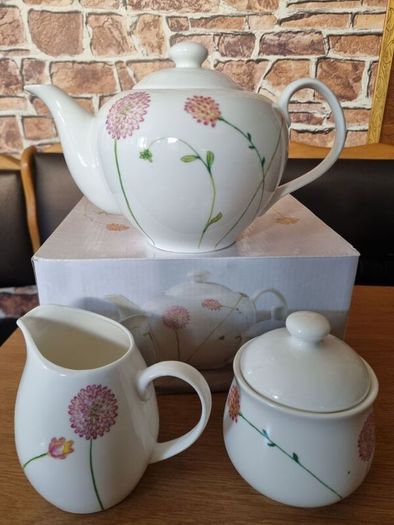 AYNSLEY Bloom Teapot Sugar Cream Set