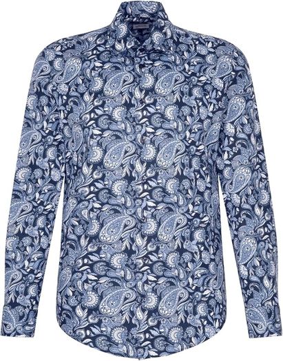 Seidensticker Men's Business Shirt, Paisley Pattern, Slim Fit, Size 45 / XXL