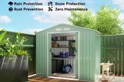 7 x 4ft Metal Garden Shed, Outdoor Storage Tool House with Ventilation Slots, Foundation Kit and Lockable Double Doors, Light Green