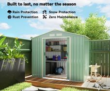 7 x 4ft Metal Garden Shed, Outdoor Storage Tool House with Ventilation Slots, Foundation Kit and Lockable Double Doors, Light Green