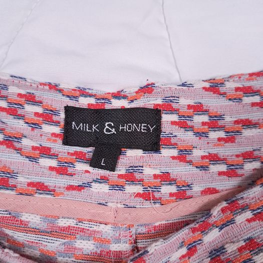 Milk & Honey Red Pink Textured Tweed High Waisted Shorts Size L