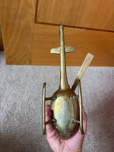 Large Vintage Brass Helicopter