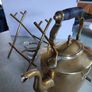 Antique Brass Tilting Kettle on Stand. Image 10