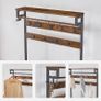 Coat Stand, Coat Rack with Shoe Storage, Hall Tree with Tiltable Mesh Shelves, 4 Removable Hooks, Side Storage Pocket, Shoe and Coat Rack for Hallway, Living Room, Rustic Brown Image 5
