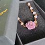 Rose gold stainless steel rosary chain necklace lilac flower Image 4