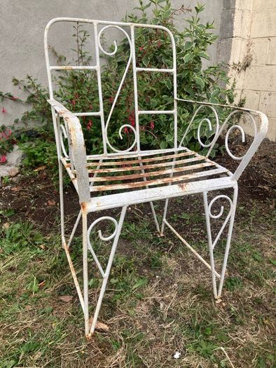 Vintage Wrought Iron Garden Set with Bench and 2 Armchairs (Restoration Project)