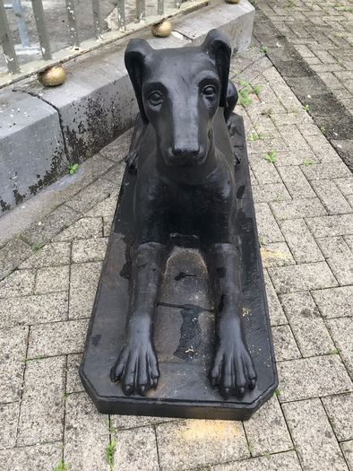 Pair of cast iron dog statues