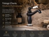 Antique Black Basin Faucet  Solid Brass Vintage Tap with Ceramic Handle