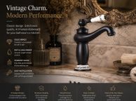 main image for ad Antique Black Basin Faucet  Solid Brass Vintage Tap with Ceramic Handle