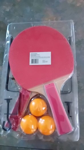 Table tennis bats x 2, balls and 2 grips for net