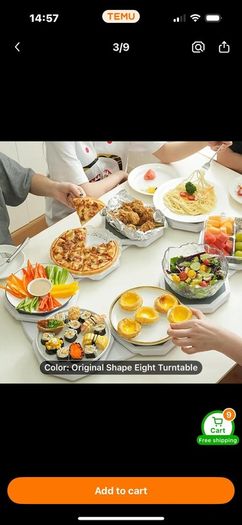 Eight place food turntable