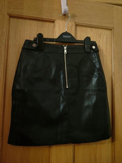 black leather river island skirt