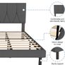 King Bed Frame, Dark Grey, Upholstered Wooden Slat Image 6