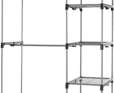 _Amazon Basics Double Rod Freestanding Closet, Silver