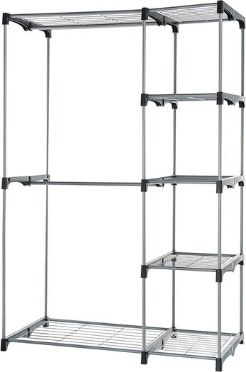 _Amazon Basics Double Rod Freestanding Closet, Silver