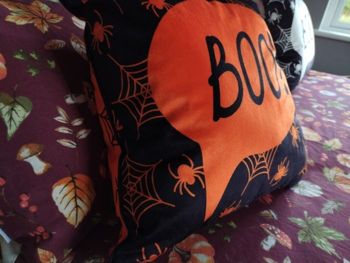 Bedlam Brand Boo Halloween Cushion in Orange