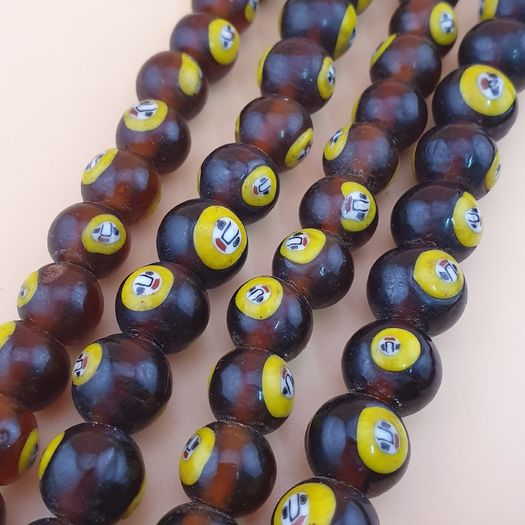 Vintage Middle Eastern Old Face Glass Beads Necklace