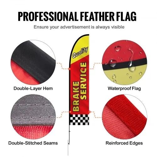 Auto Repair Advertising Feather Flag with Pole Kit, Advertising Flags for Business Outside, Includes 4 Banner Flags, 4 Poles, 4 Ground Stakes,