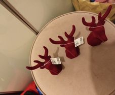 3 x wine flocked ceramic Christmas heads