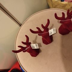 3 x wine flocked ceramic Christmas heads