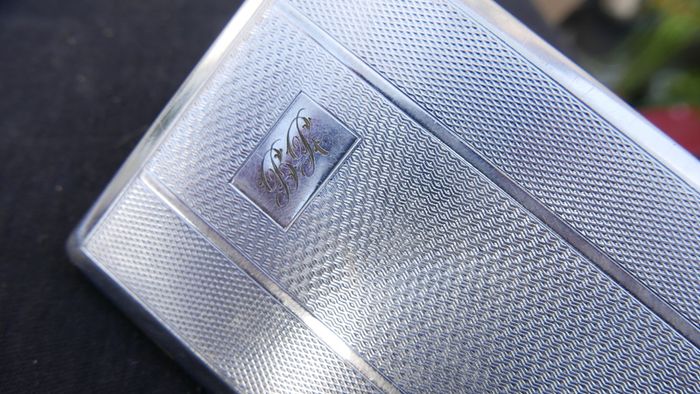 1960's Kincraft Vintage Chrome Metal Cigarette Case, Art Deco Engine Turned Design, Made In England