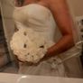 Mon Cheri champagne satin lace wedding dress champagne size 10 Image 4