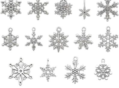 Snowflake Charm, 70 Pieces Mixed Snowflake Pendants Antique Silver Snowflake Charms Christmas Jewelry Making (FREE POSTAGE)