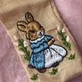 Beige Embroidered Bunny Hair Bow Clip Image 3