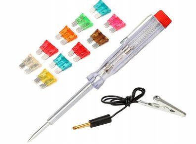 New 10x Car Fuse Kit Set Auto Plug + Screwdriver Voltage Tester Fuses #872