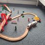 Wooden train set with 5 vehicles and turnstile Image 3