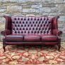 Vintage ox blood leather 3 seater Chesterfield sofa. Image 7