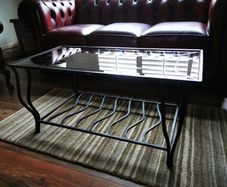 Custom Cast Iron Coffee Table with Glass Top