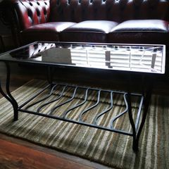 Custom Cast Iron Coffee Table with Glass Top