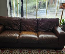 Brown leather sofa suite
