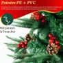 7 foot Artificial Christmas Tree with PVC & PE Branches, Pine Cones, LED Lights and Red Berries Image 3
