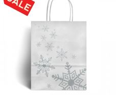 Job Lot 20 x White paper carrier bags with snowflake pattern Christmas small size twisted handles