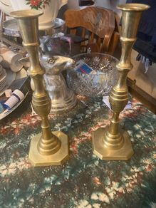 Brass plated vintage candle sticks free postage