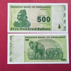 Zimbabwe  500 Dollars  2009. Verified Under Uv Light. ( Uncirculated )